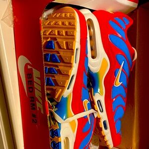 Vibrant Red and Blue Sneakers